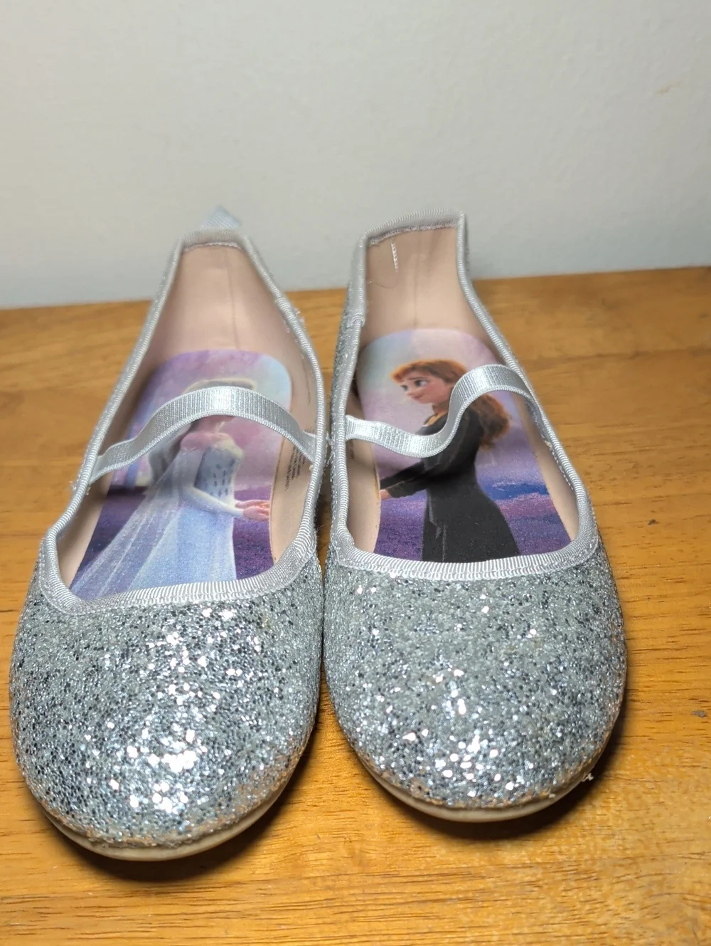 Disney x H&M Silver Glitter Mary Jane Flats Frozen Anna Elsa Girls Size 2